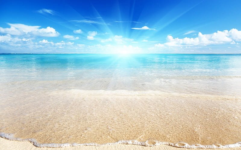 bright beach, beach, sand, nature, sun, HD wallpaper