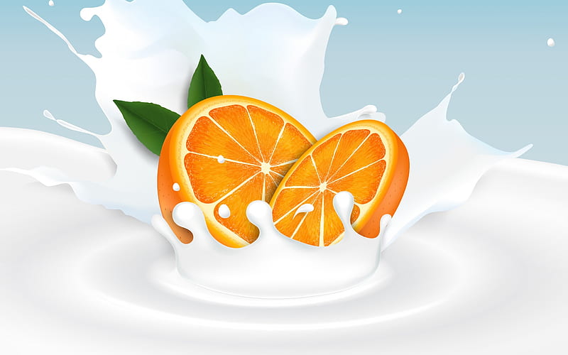Orange, Splash, Citrus, Milk, HD wallpaper Orange, Splash, Citrus, Milk, HD wallpaper