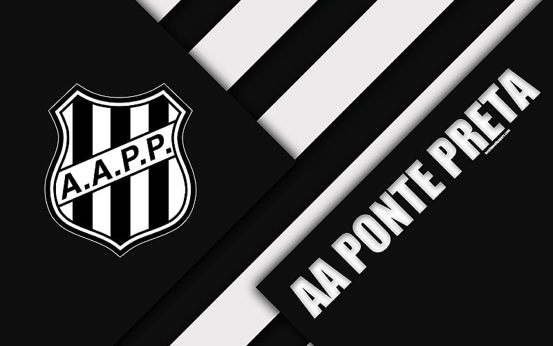 AA Ponte Preta, Campinas, São Paulo, Brazil material design, black and white abstraction, Brazilian football club, Serie A, football, HD wallpaper
