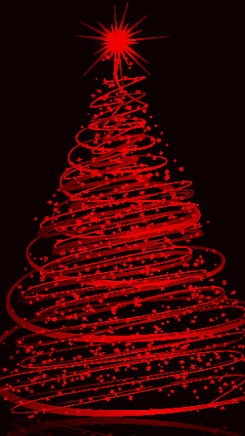 árbol de navidad, negro, árbol de navidad, feriado, rojo, estrella, Fondo  de pantalla de teléfono HD | Peakpx