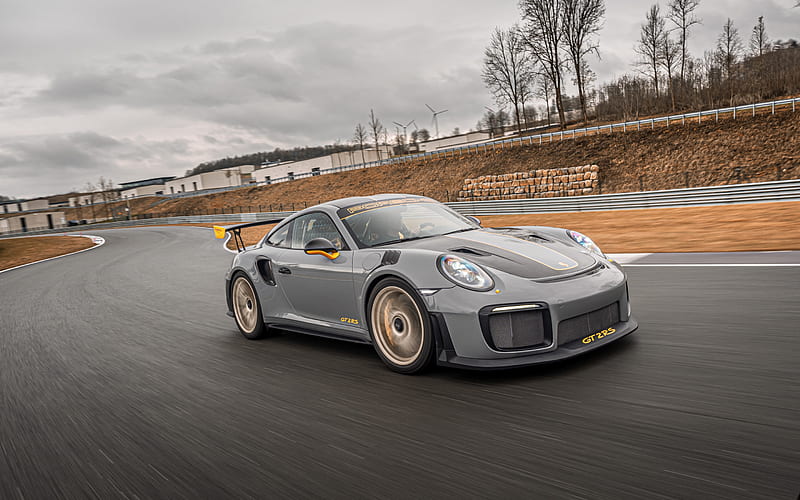 Porsche 911 GT2 RS, 2020, Edo Competition, front view, exterior, race car, gray sports coupe, tuning 911 GT2 RS, race track, German sports cars, Porsche, HD wallpaper