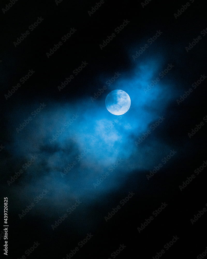 Vertical bluish of a full moon on a cloudy night sky Stock, HD phone  wallpaper | Peakpx