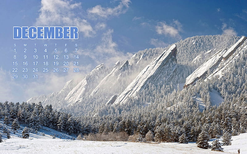 December 2019 Calendar, winter landscape, mountain landscape, winter, December, 2019 calendar, HD wallpaper