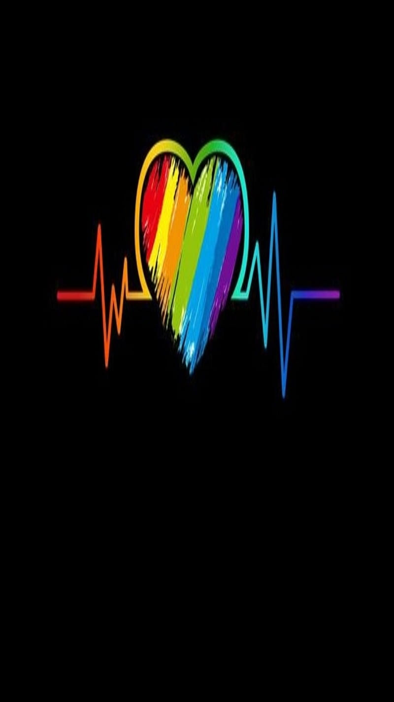 LGBT Heart Pulse, love is love, pride, rainbow, HD phone wallpaper