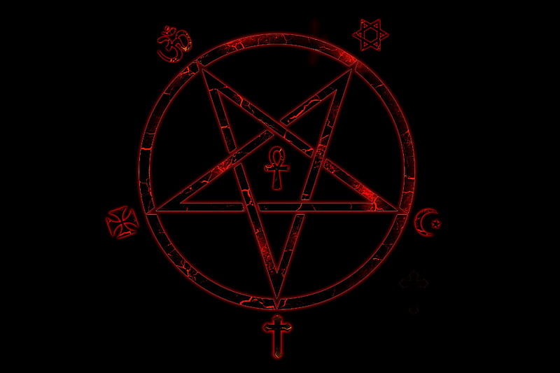 Pentagram, symbols, hell, satan, HD wallpaper