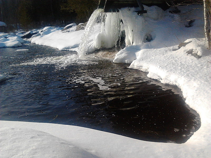 ~~; beginning of the spring run off ;~~, shute, water, snow, runoff, HD wallpaper