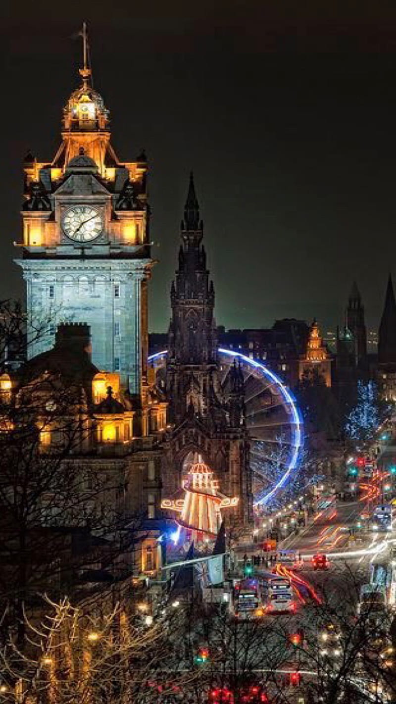 Edinburgh, night, scotland, HD phone wallpaper