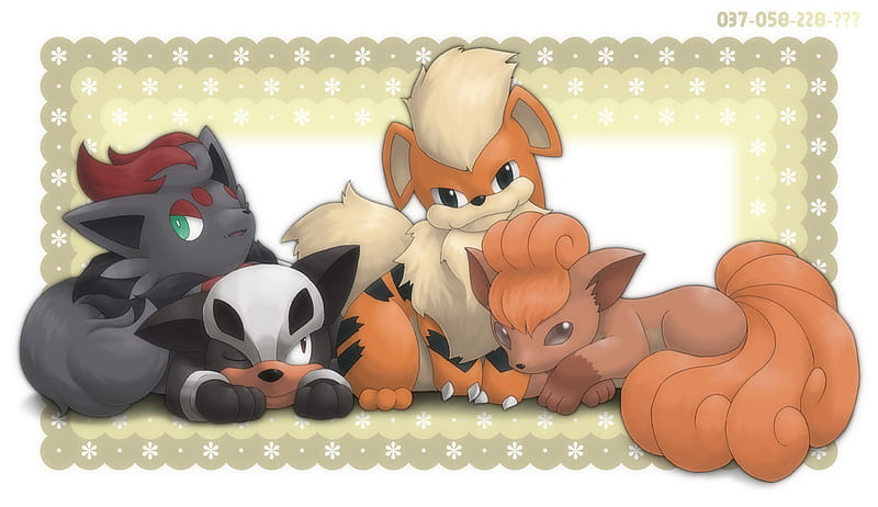 Pokemon, cute, fire, growlithe, houndour, vulpix, HD wallpaper