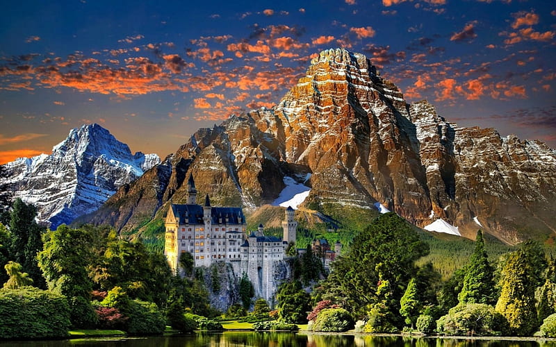 Neuschwanstein Castle Lookout, lookout, neuschwanstein, mountains, nature, castle, HD wallpaper