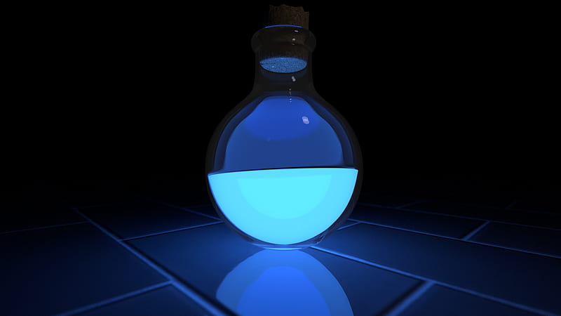 light bulb model, blue, tiles, 3D, HD wallpaper