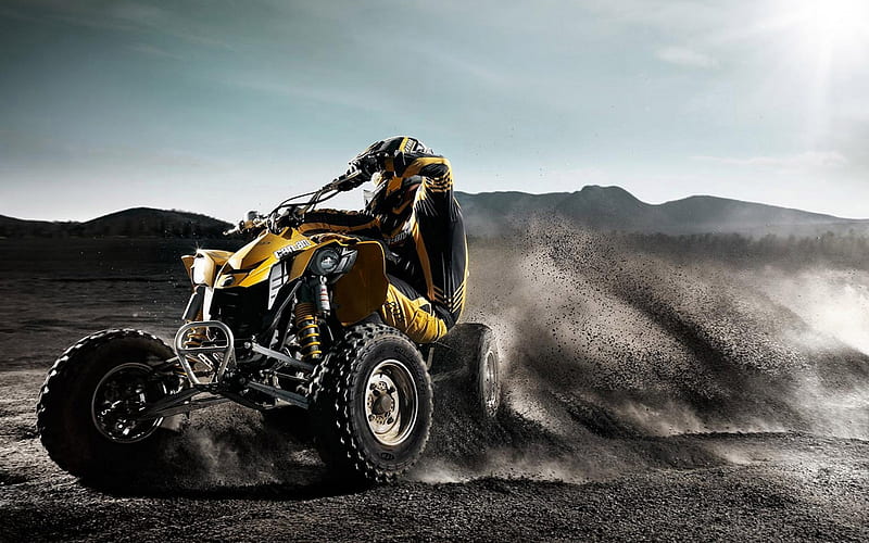 Slide with Can-Am, quad, slide, atv, dirt, canam, can-am, motorcycle, HD wallpaper