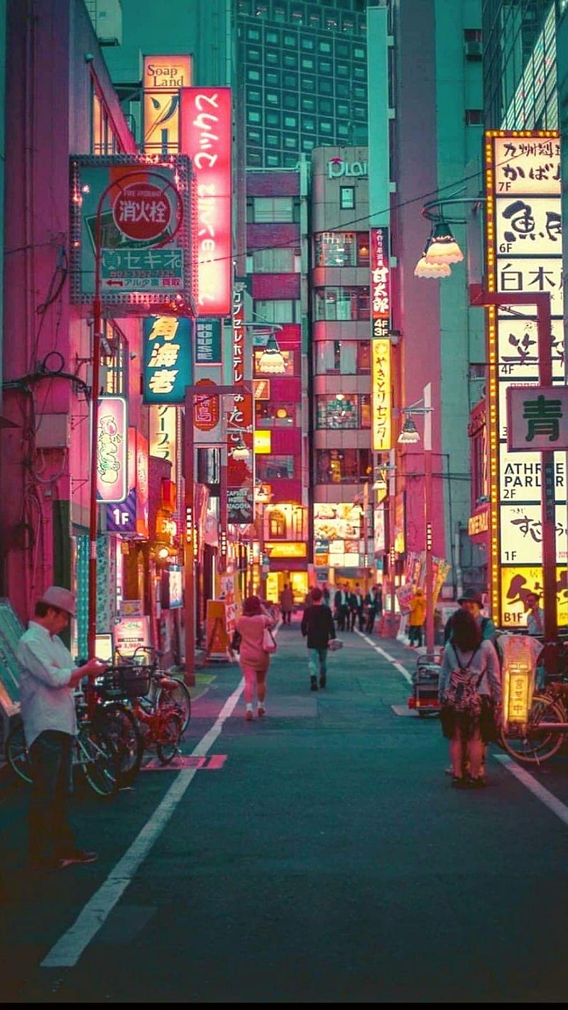 Japan street, aesthetic, pink, nihon, edit, anime, HD phone wallpaper