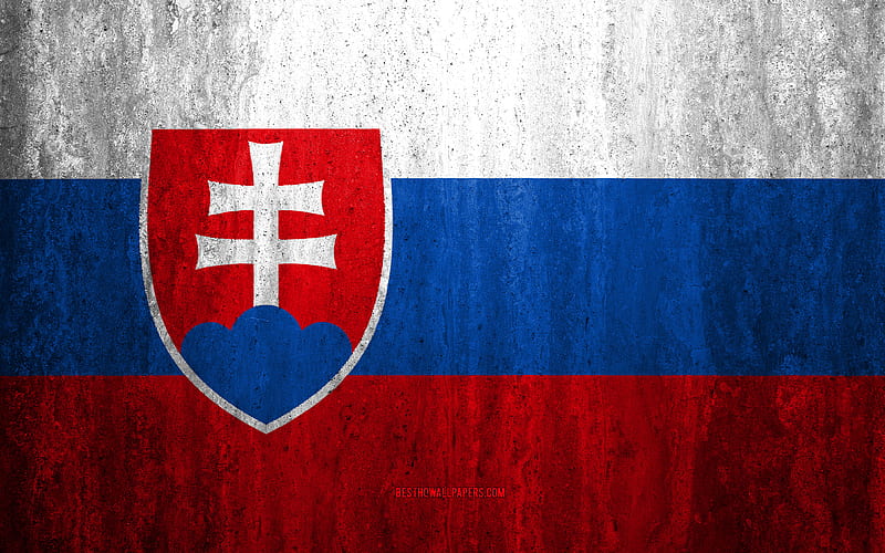 Flag of Slovakia stone background, grunge flag, Europe, Slovakia flag, grunge art, national symbols, Slovakia, stone texture, HD wallpaper