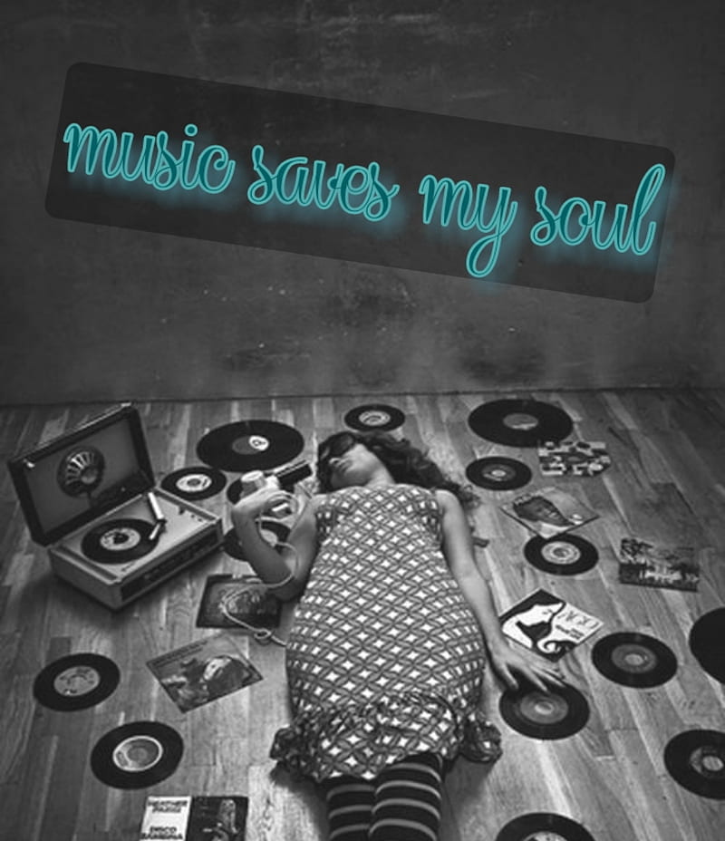 Music saves my soul, black and white, HD phone wallpaper