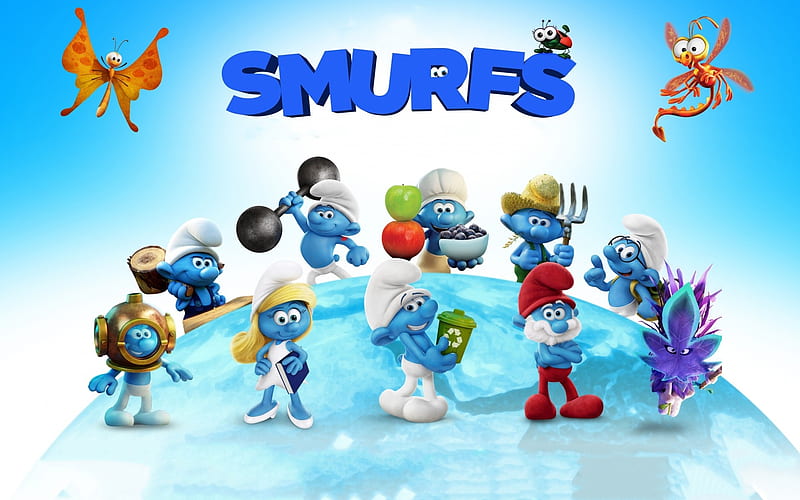 Smurfs, poster, cute, fantasy, butterfly, movie, blue, HD wallpaper | Peakpx