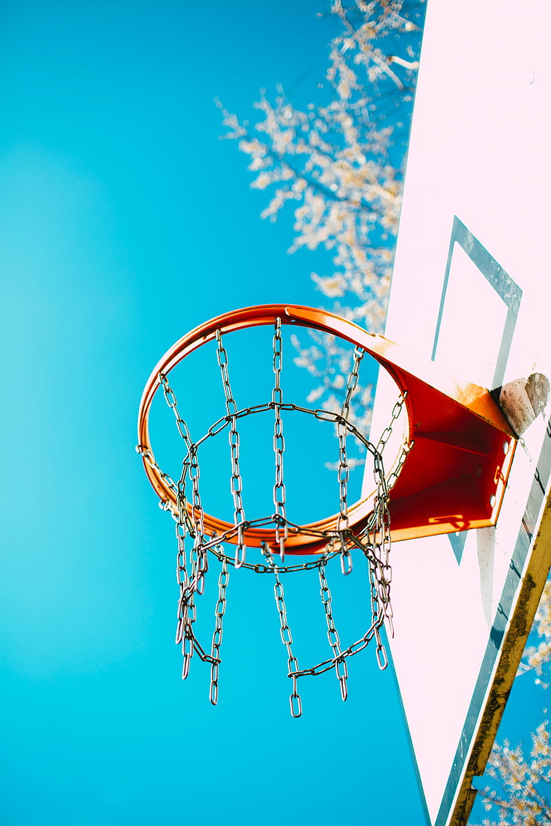 basketball hoop, shield, sky, HD phone wallpaper