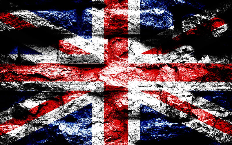 United Kingdom flag, grunge brick texture, Great Britain flag, Flag of United Kingdom, flag on brick wall, United Kingdom, Europe, UK flag, flags of european countries, HD wallpaper
