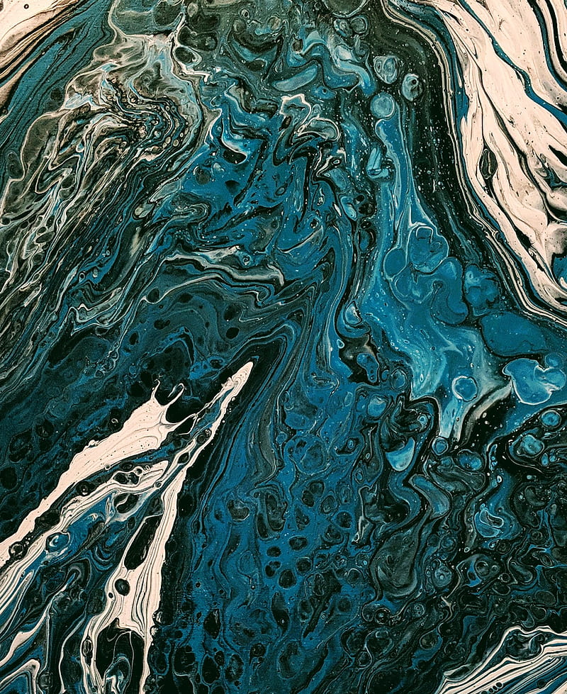 Teal Wash, pour art, abstract, HD phone wallpaper