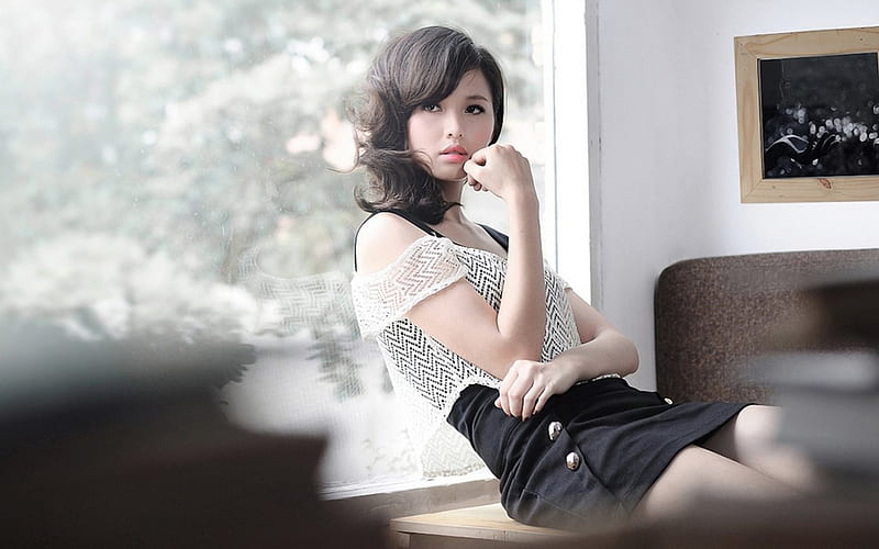 Tam Tit, pretty, vietnamese, female, black, bonito, woman, girl, asian, beauty, HD wallpaper