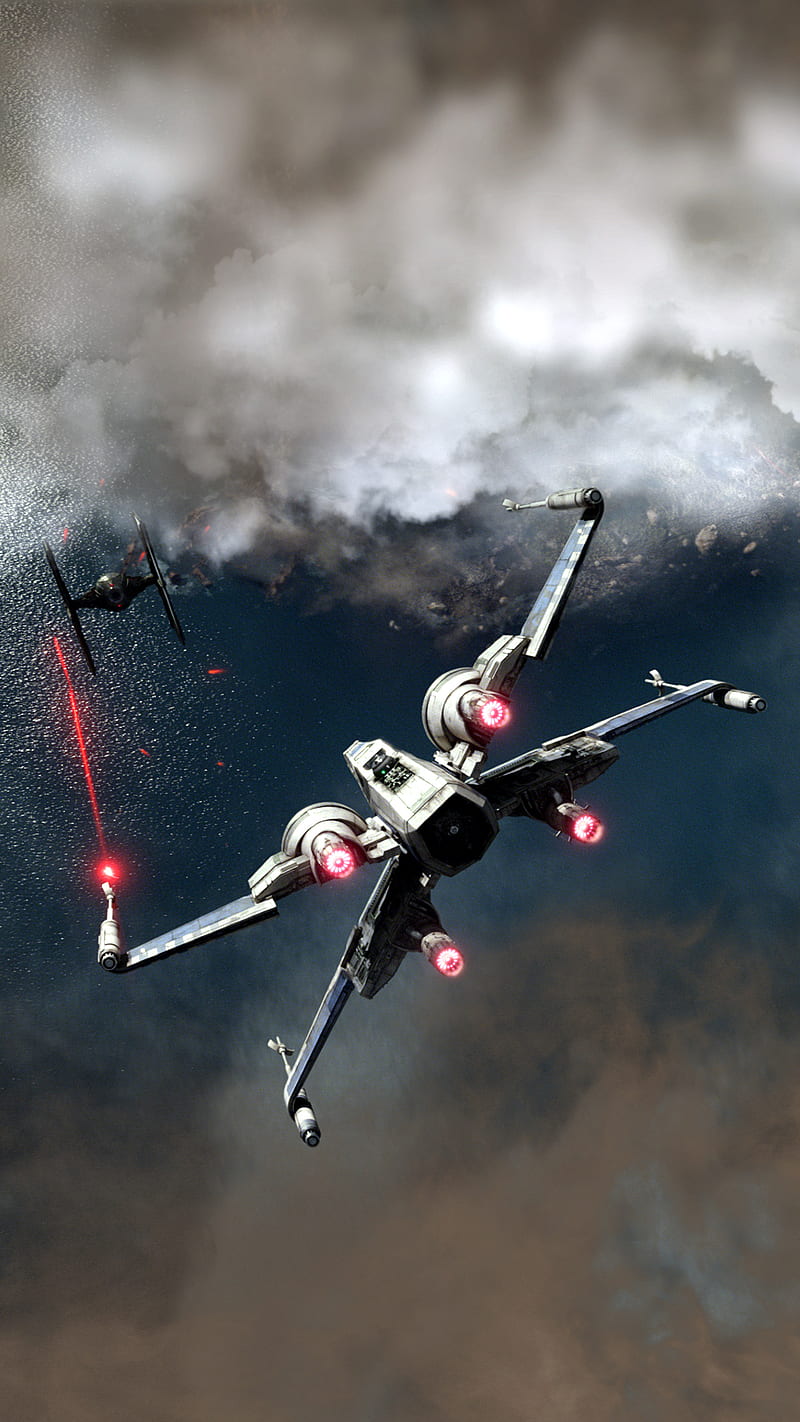 x-wing fire, battle, starwars, HD phone wallpaper