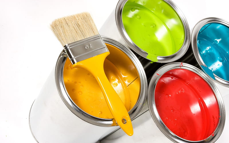 Colorful Paints in Buckets, HD wallpaper
