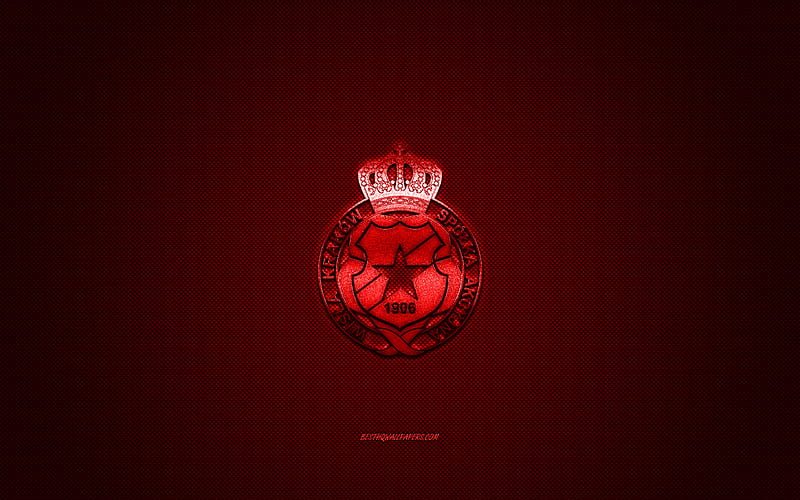 Wisla Krakow, Polish football club, Ekstraklasa, red logo, red carbon fiber background, football, Krakow, Poland, Wisla Krakow logo, HD wallpaper