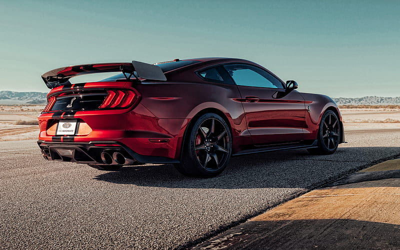 Ford Mustang Shelby GT500, 2020, red sports coupe, rear view, exterior, tuning Mustang, red Shelby GT500, American sports cars, Ford, HD wallpaper