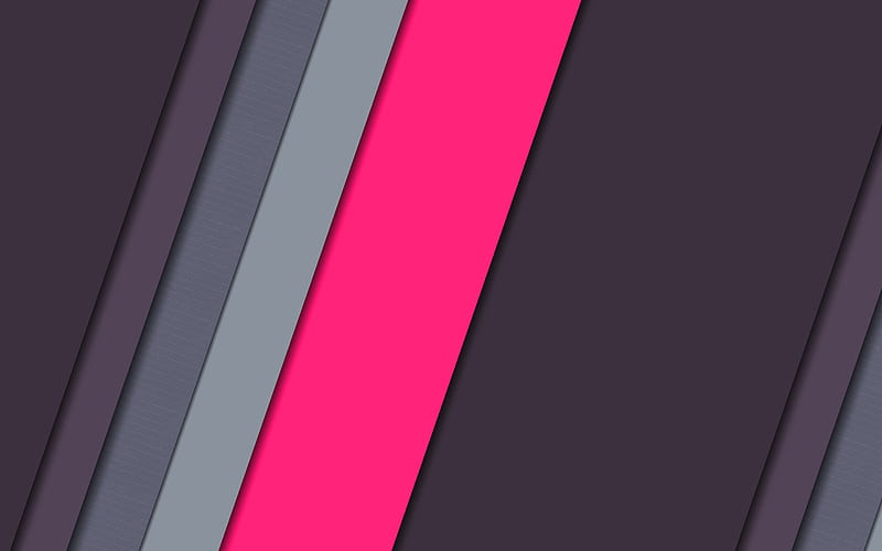 strips, gray background, material design, pink line, geometry, abstract material, art, HD wallpaper
