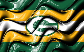 Green Bay Packers flag, NFL, green yellow metal background, american  football team, HD wallpaper