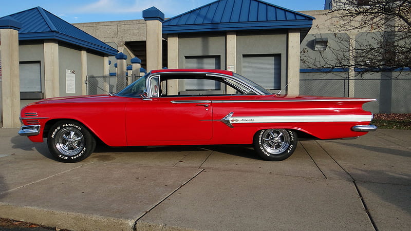 1960 Chevrolet Impala Sport Coupe, Coupe, Red, Sport, Chevrolet, Muscle, Impala, Old-Timer, Car, Chevy, HD wallpaper