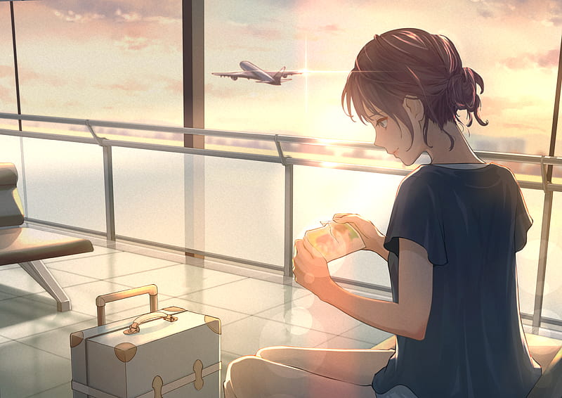AI Art Generator: Anime girl as a pilot flying a plane.