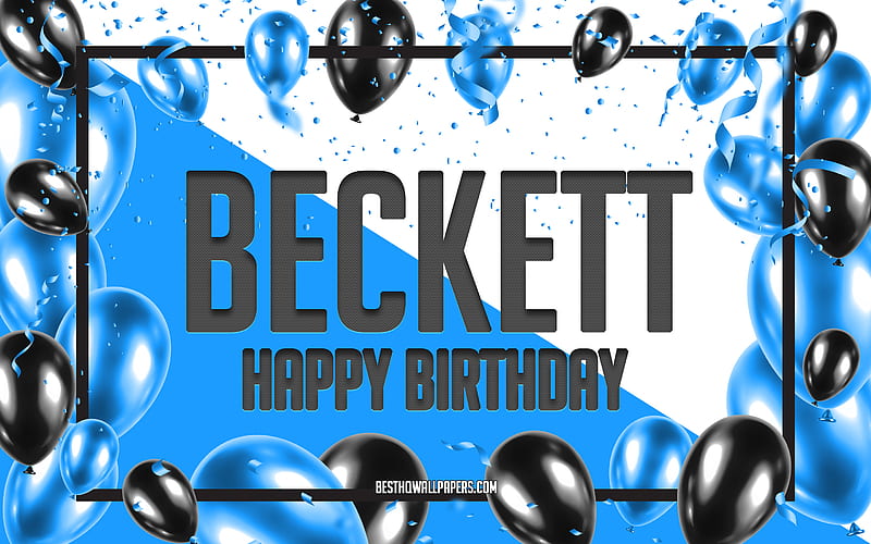 Happy Birtay Beckett, Birtay Balloons Background, Beckett, with names, Beckett Happy Birtay, Blue Balloons Birtay Background, greeting card, Beckett Birtay, HD wallpaper