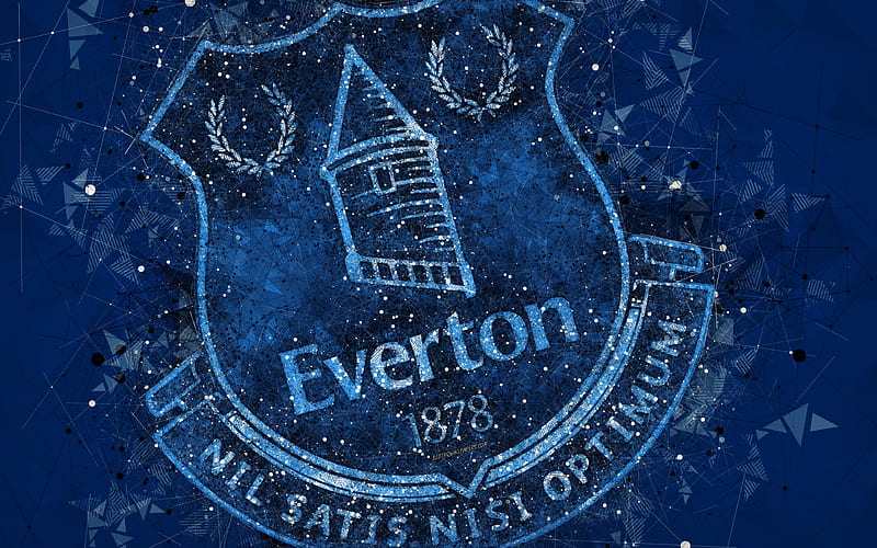 Everton FC creative geometric abstraction, logo, emblem, art, English football club, Premier League, Liverpool, United Kingdom, football, HD wallpaper