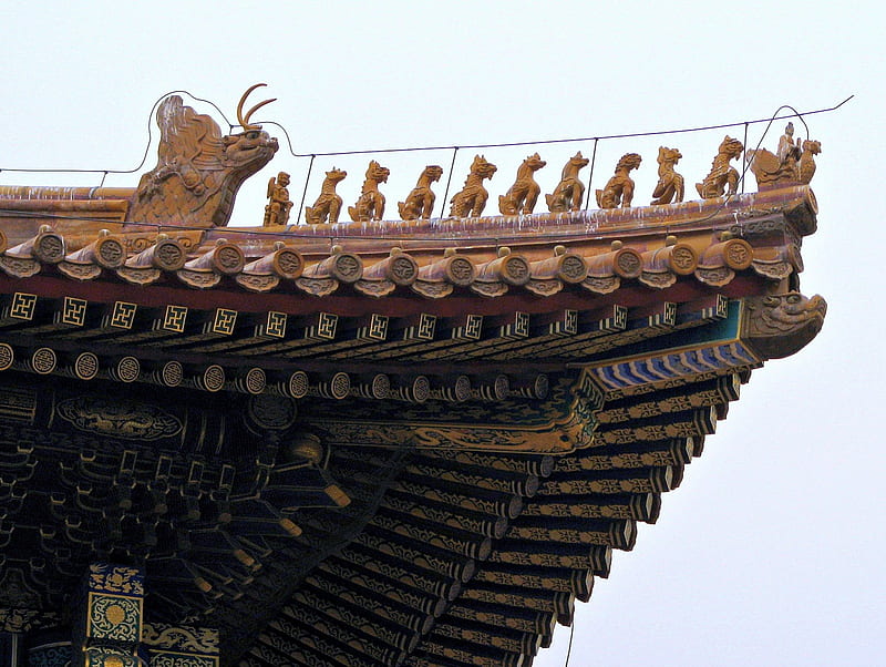 Emperor's Palace in Forbidden City, Palace, Emperor, Spirits, Roof, HD wallpaper