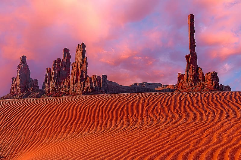 Sunset, Sand, Desert, , Monument Valley, HD wallpaper