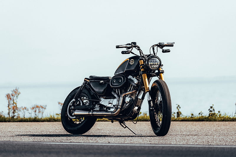 motorcycle, bike, black, side view, HD wallpaper