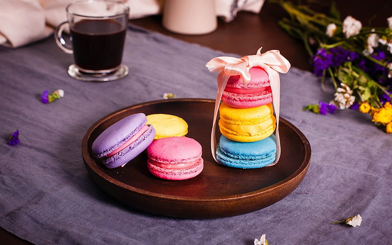 macaroons, colorful biscuits, sweets, pastries, sweet gift, biscuits, HD wallpaper