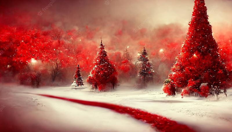 Premium . Merry christmas red . beautiful artwork seasonal illustration and  copy space background, HD wallpaper | Peakpx