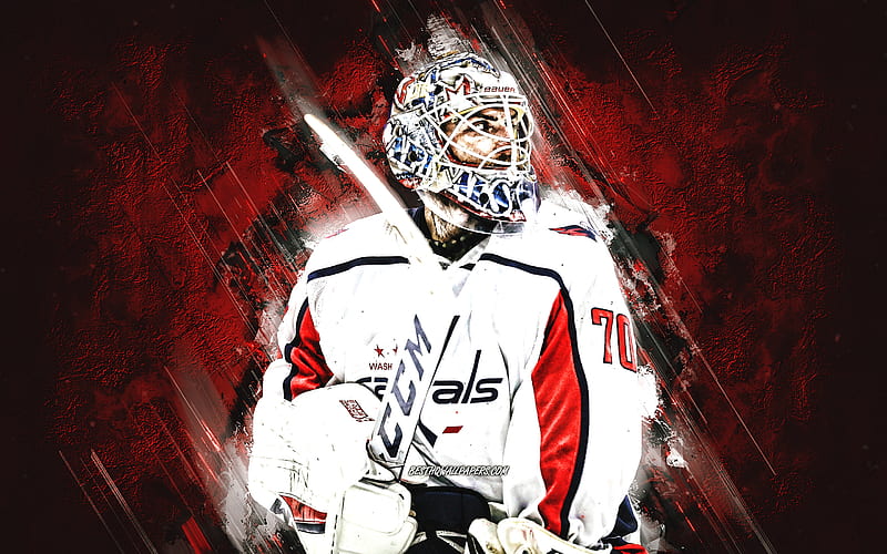 Braden Holtby, Washington Capitals, NHL, canadian hockey player, goalkeeper, portrait, red stone background, hockey, National Hockey League, HD wallpaper