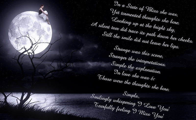WHISPERS IN THE NIGHT, stars, female, words, sky, tree, moon, water, poem, whispering, night, HD wallpaper