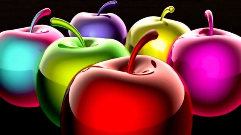❤️, Graphic, Animation, Apples, Colorful, HD wallpaper