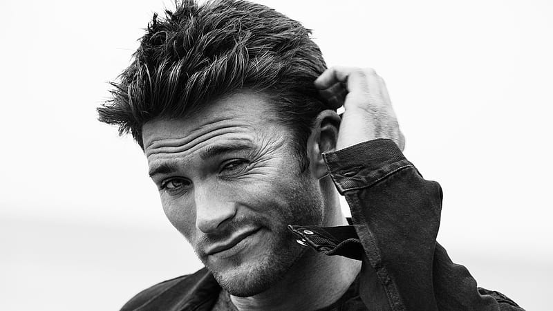 Scott Eastwood, bw, black, man, white, actor, HD wallpaper