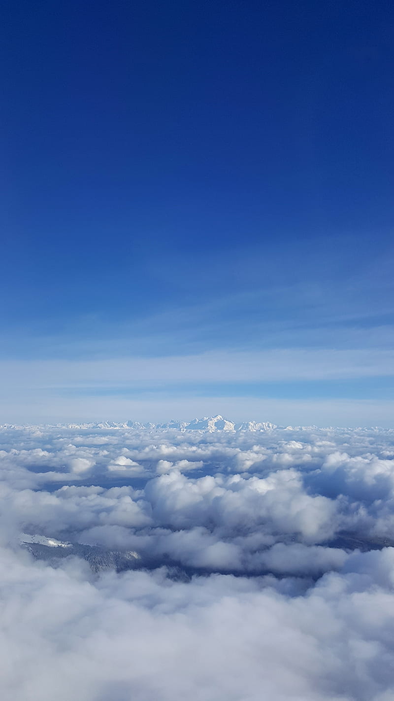 Horizonte, blue, sky, clouds, clouds, s8, suiza, HD phone wallpaper