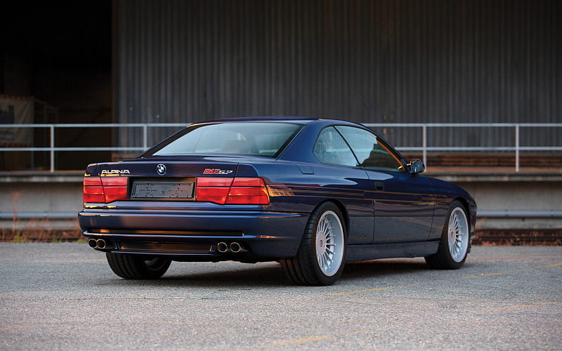 Alpina B12, 1991, BMW 8-series, E31, rear view, exterior, blue coupe, BMW 8, german cars, BMW, HD wallpaper