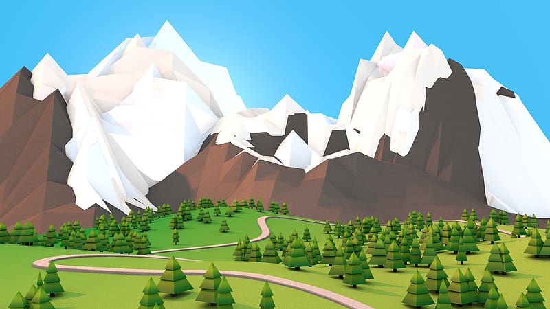 Mountain, 3D, Artistic, Low Poly, HD wallpaper