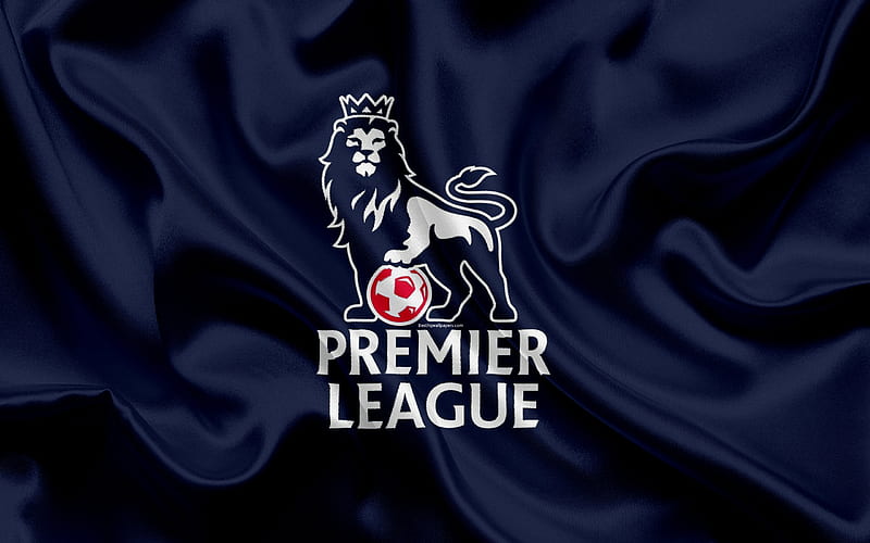 Premier League, football, England, logo, Premier League emblem, blue silk texture, HD wallpaper
