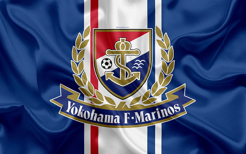 Yokohama Marinos Japanese football club, logo, emblem, J-League, football, Yokohama, Kanagawa, japan, silk flag, League Division 1, Japan Football Championship, HD wallpaper