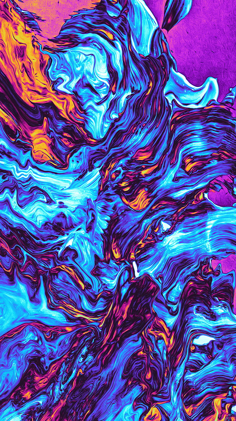 Color Fusion, Color, Colorful, Geoglyser, abstract, acrylic, bonito, blue, fluid, holographic, iridescent, orange, pink, psicodelia, purple, rainbow, texture, trippy, vaporwave, waves, yellow, HD phone wallpaper