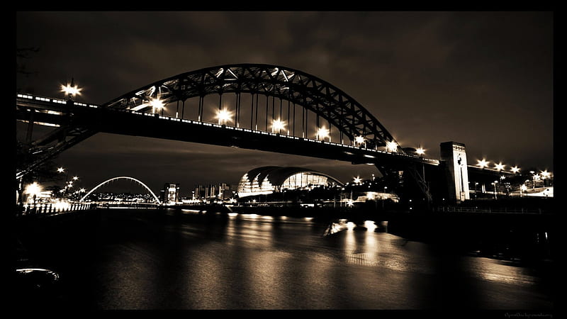 lovely tyne bridge in newcastle england, city, bridges, river, lights, night, HD wallpaper