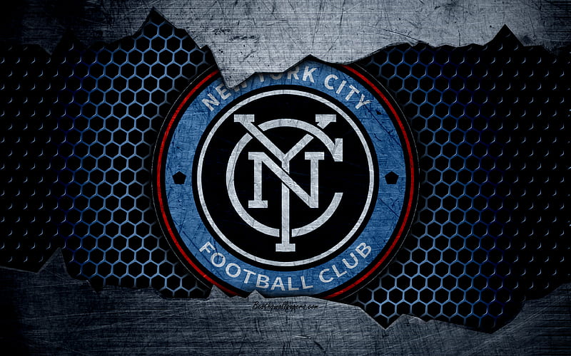 FC New York City logo, MLS, soccer, Eastern Conference, football club, USA, grunge, metal texture, New York City FC, HD wallpaper